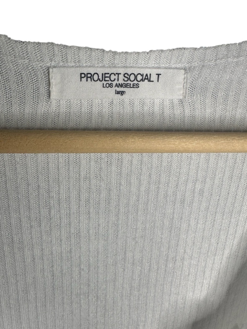 PROJECT SOCIAL T | White Ribbed Tank Top | Scoop Neck | Soft Basic | Size Large - Picture 4 of 5